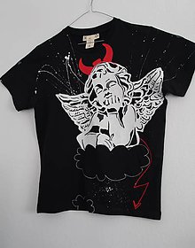 Pánske oblečenie - Ručne maľované tričko anjel - 4631989_