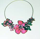 Náhrdelníky - lel náhrdelník art pink flowers - 4639586_