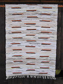Úžitkový textil - Ručne tkaný koberec, mini pásiky - 4635468_