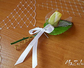 Svadobné pierka - svadobné pierko s ružičkou č.3 - 4644414_