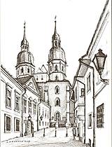 Obrazy - Kresba - moje milované mesto - na želanie (Hnedým perom) - 4642189_