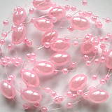 Galantéria - Perličky na silone 8x11mm (ružová-130cm) - 4657011_