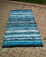 Úžitkový textil - Ručne tkaný koberec - tyrkysový cca 100x200 cm - 4662335_