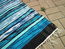 Úžitkový textil - Ručne tkaný koberec - tyrkysový cca 100x200 cm - 4662356_