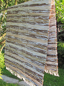 Úžitkový textil - Ručne tkaný koberec -bledo hnedý melír 70 x 150 cm - 4662571_