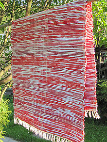 Úžitkový textil - Ručne tkaný koberec - červený melír 70 x 150 cm - 4679047_