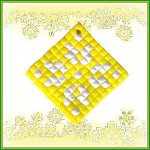 Dekorácie - Mozaiková vianočná ozdoba (žltá) - 4682668_