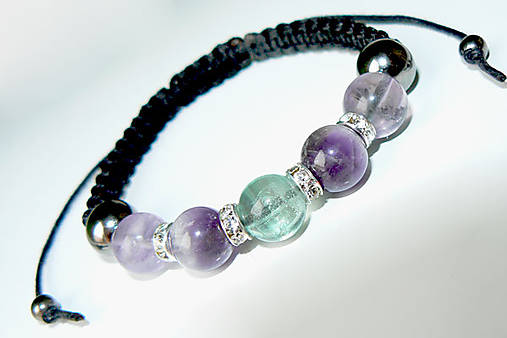 Náramky - Naramok z fluoritu a ametysu  - 4688543_