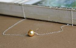 Náhrdelníky - Náhrdelník so zlatou perlou svadobný - 4685579_