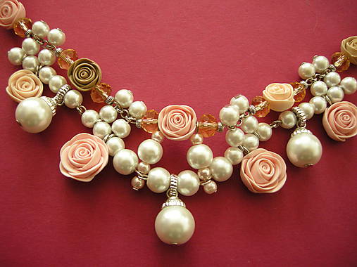  - Ružový náhrdelník s perlami - 4690639_