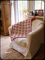 Úžitkový textil - Deka bielo-červená... "Gabika" - 4696351_