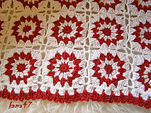 Úžitkový textil - Deka bielo-červená... "Gabika" - 4696352_