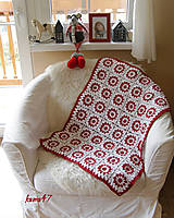 Úžitkový textil - Deka bielo-červená... "Gabika" - 4696353_