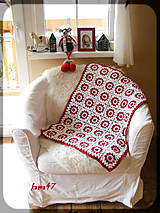 Úžitkový textil - Deka bielo-červená... "Gabika" - 4696355_