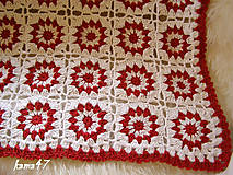 Úžitkový textil - Deka bielo-červená... "Gabika" - 4696356_