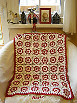 Úžitkový textil - Deka bielo-červená... "Gabika" - 4696357_