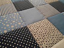 Úžitkový textil - Prehoz, vankúš patchwork vzor svetlo-tmavo modrá s bielou , deka 140x200 cm - 4706295_