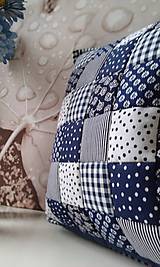 Prehoz, vankúš patchwork vzor parížsko -modrá  biela, obliečka 40x40 cm 