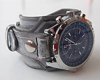 Náramky - Štýlové hodinky s koženým náramkom - 4761463_