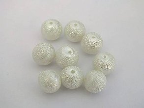 Korálky - Voskované perly Ø8mm vrúbkované, biela,20 ks - 4770620_