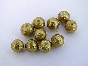 Korálky - Voskované perly Ø8mm vrúbkované, zlatá - 4770652_