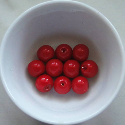 Voskované perly 8mm-10ks (červená)
