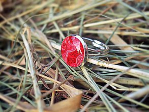 Prstene - červený ornament - 4780064_