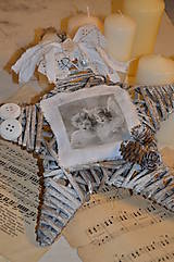 Dekorácie - Vianočná vintage hviezda s anjelikmi - 4784529_