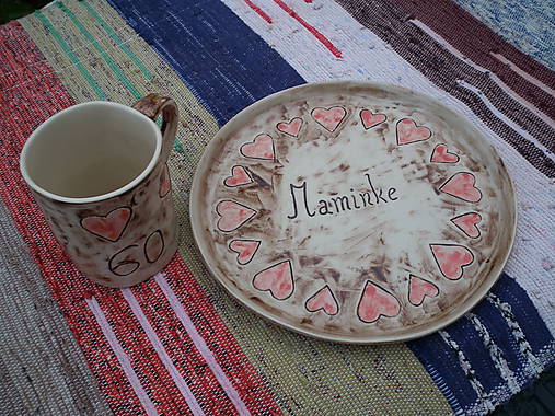 Nádoby - Tanier a hrnček Maminke na 60-tku - 4793623_