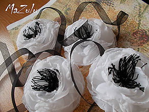 Náramky - čierno & biela anemonka - 4798660_