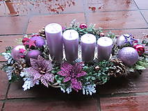 Svietidlá - Fialovo-ružový adventný svietnik-50cm - 4802035_