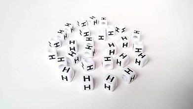 Korálky - Písmenka kocky biele H - 4813226_