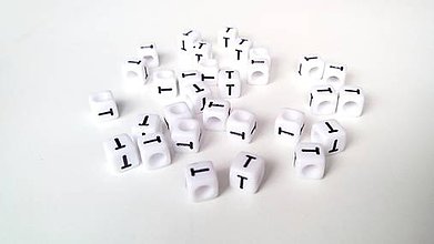 Korálky - Písmenka kocky biele T - 4813260_