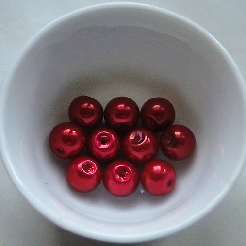 Voskované perly 8mm-10ks (červená č.2)