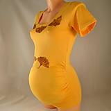 Tehotenské oblečenie - Těhotenské triko s listy žlutooranžové S/M - 4825829_