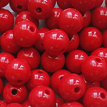 Korálky - Korálky COLOR plast 12mm-1ks (červená) - 4826726_