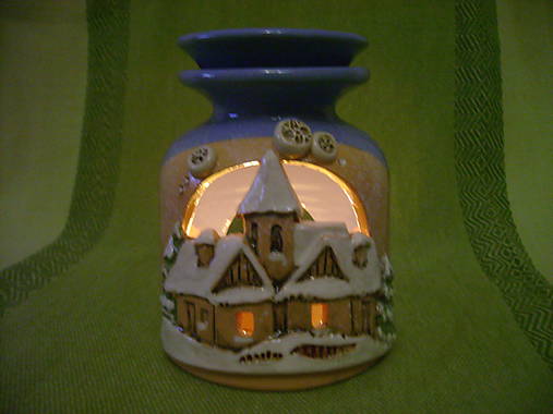 Svietidlá - Aróma lampa - zasnežená dedinka  - 4839092_