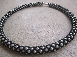 Náhrdelníky - náhrdelník bielo-čierny - 4852094_