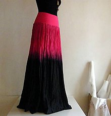 Sukne - Magenta a černá...dlouhá hedvábná sukně - 4850824_