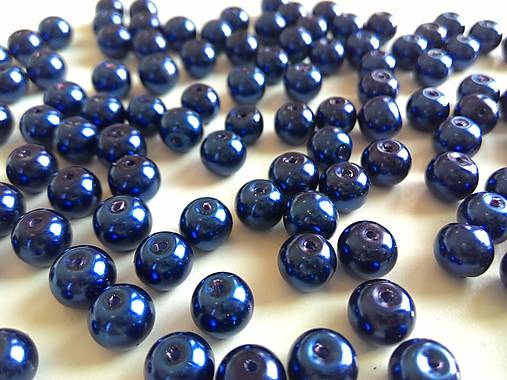 Perličky sklenené 8 mm modré