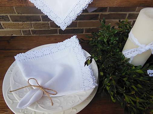 Úžitkový textil - Ľanový obrúsok White Madness - 4856149_