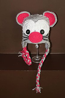 Detské čiapky - cyklaménová myška Hanka - 4860769_