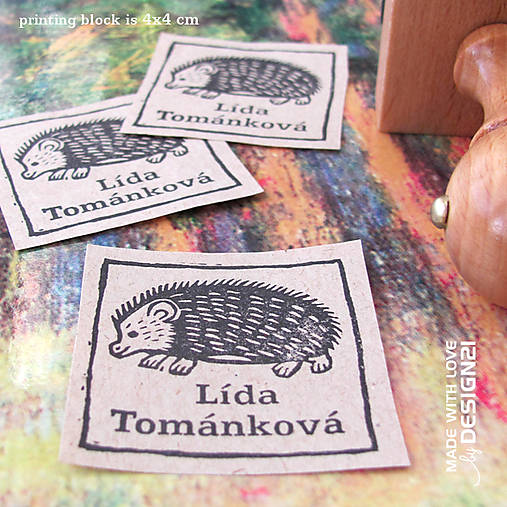 Materiál ručne robený - Ježko: pečiatka 4x4 cm - 4859329_