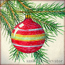 Papiernictvo - Obrázok/pohľadnica - vianočná guľa (2) - 4867253_