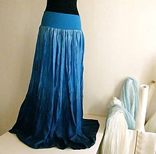 Sukne - Modrá modřenka...dlouhá hedvábná sukně - 4865205_
