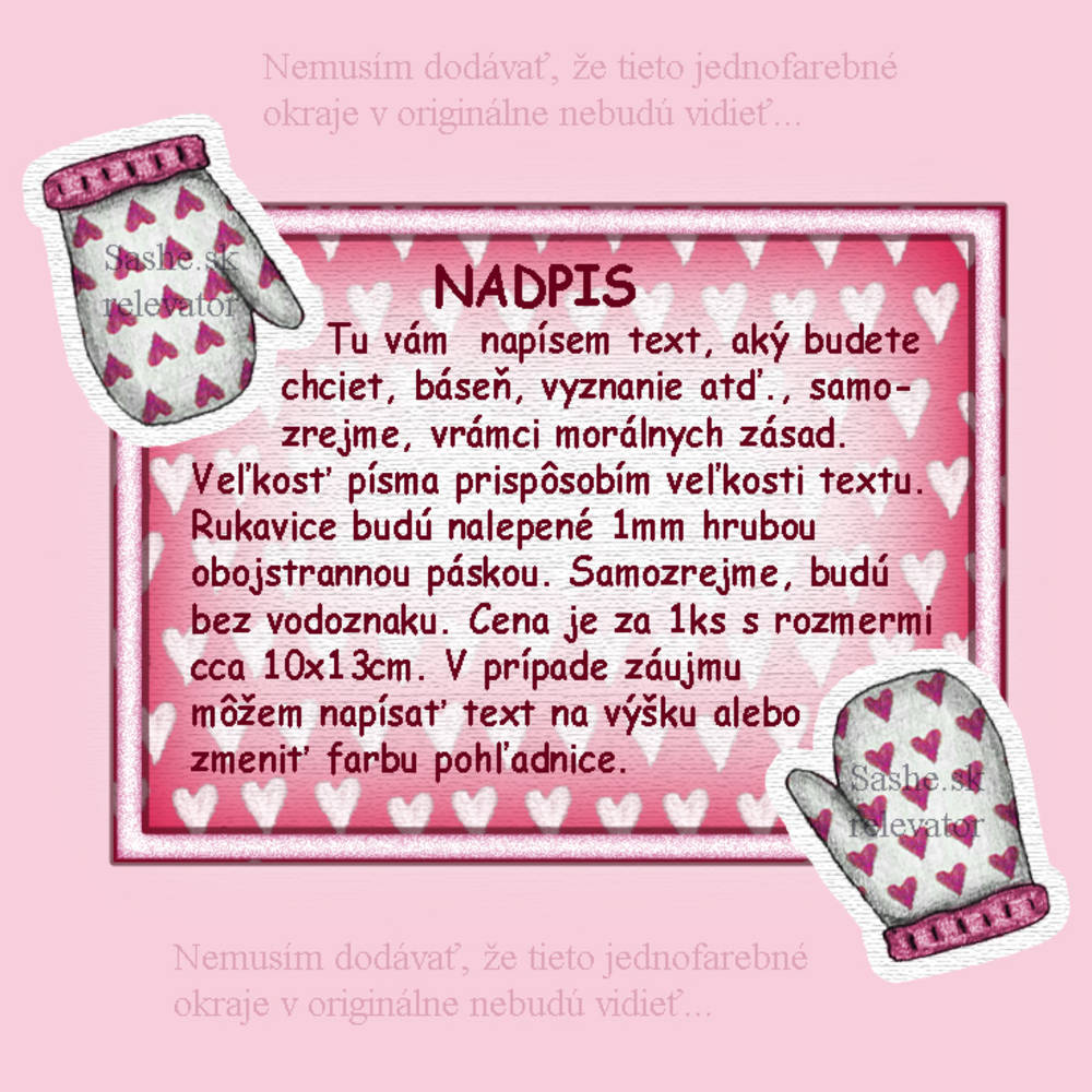 Vianočná pohľadnica s rukavicami (ružová)