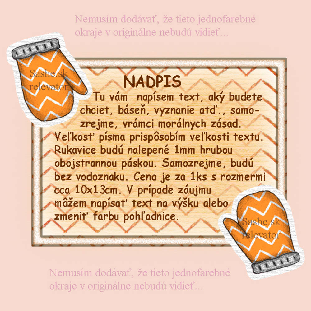 Vianočná pohľadnica s rukavicami (oranžová)