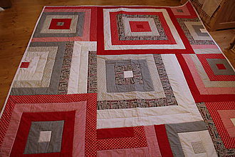 Úžitkový textil - Červeno šedé štvorce - 4881750_