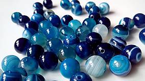 Minerály - Achátové korálky lesklé 10 mm modré - 4884996_
