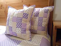Prehoz, vankúš patchwork vzor béžovo-fialová ( rôzne varianty veľkostí )